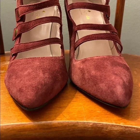 Kate Spade Vero Cuoio burgundy suede ankle-strap High Heel Pumps Size 7 - Picture 7 of 10